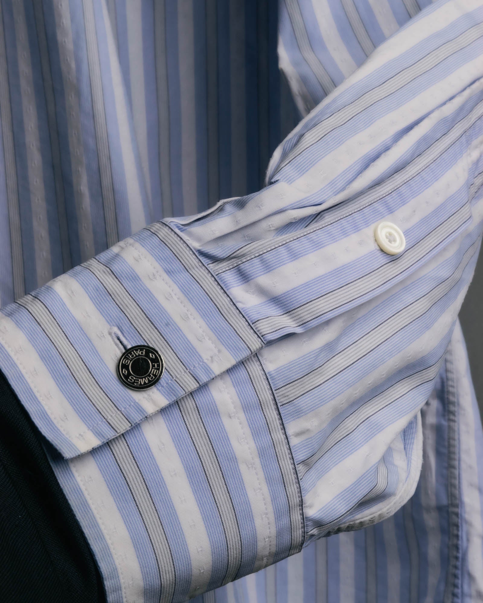 "Hermès" 90's-00's Striped cotton button-down shirt