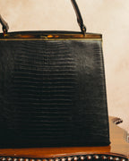"The Gray Shop" 40's-early 60's Structured reptile embossed leather frame handbag