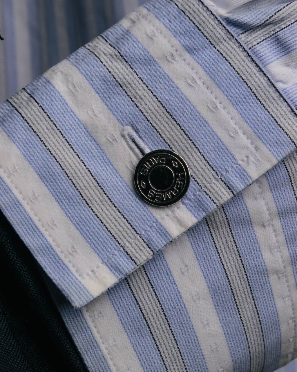 "Hermès" 90's-00's Striped cotton button-down shirt