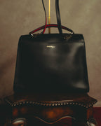 –SPECIAL– "Salvatore Ferragamo" 10's-20's Structured leather top-handle shoulder bag