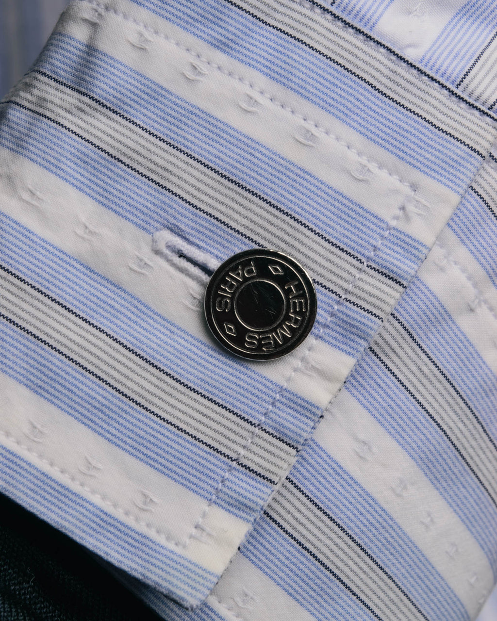"Hermès" 90's-00's Striped cotton button-down shirt