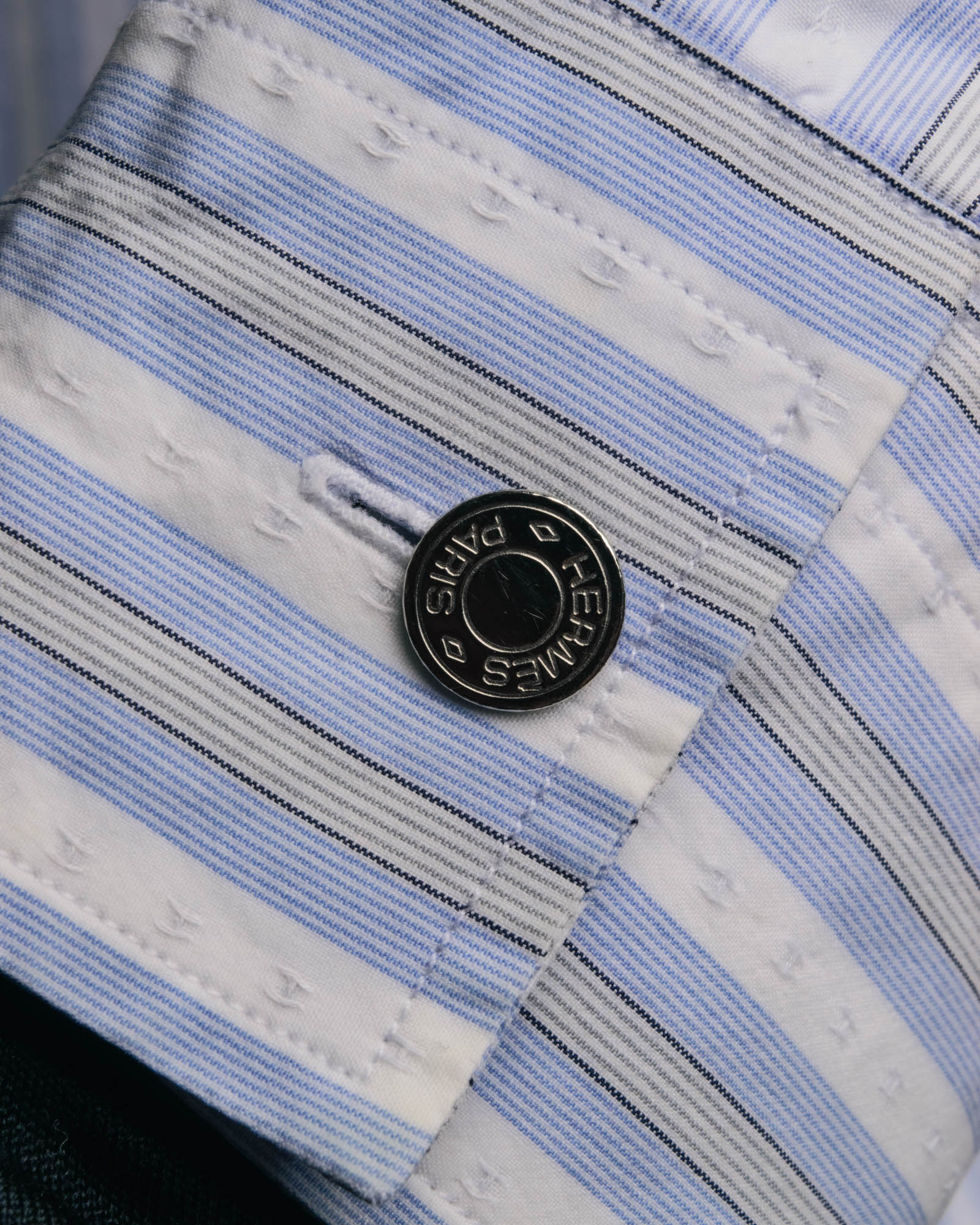 "Hermès" 90's-00's Striped cotton button-down shirt