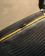 "The Gray Shop" 40's-early 60's Structured reptile embossed leather frame handbag