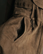 -SPECIAL- “GUCCI” 80’s Belted suede long coat with fur cuffs
