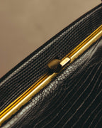 "The Gray Shop" 40's-early 60's Structured reptile embossed leather frame handbag