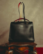 –SPECIAL– "Salvatore Ferragamo" 10's-20's Structured leather top-handle shoulder bag