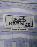 "Hermès" 90's-00's Striped cotton button-down shirt