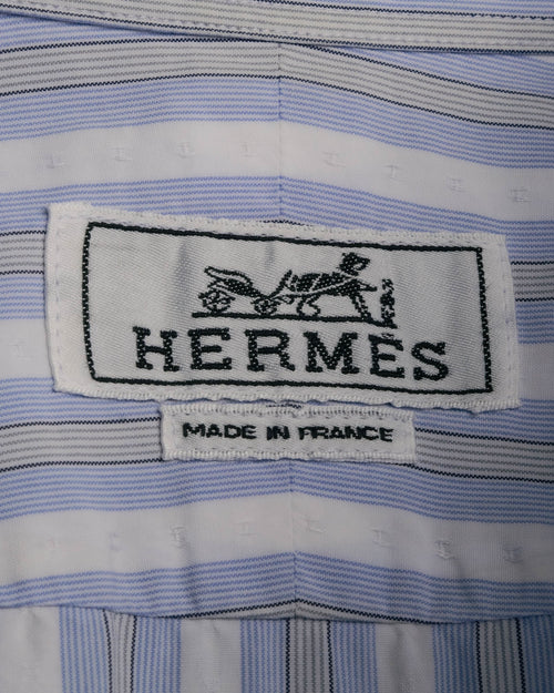 "Hermès" 90's-00's Striped cotton button-down shirt