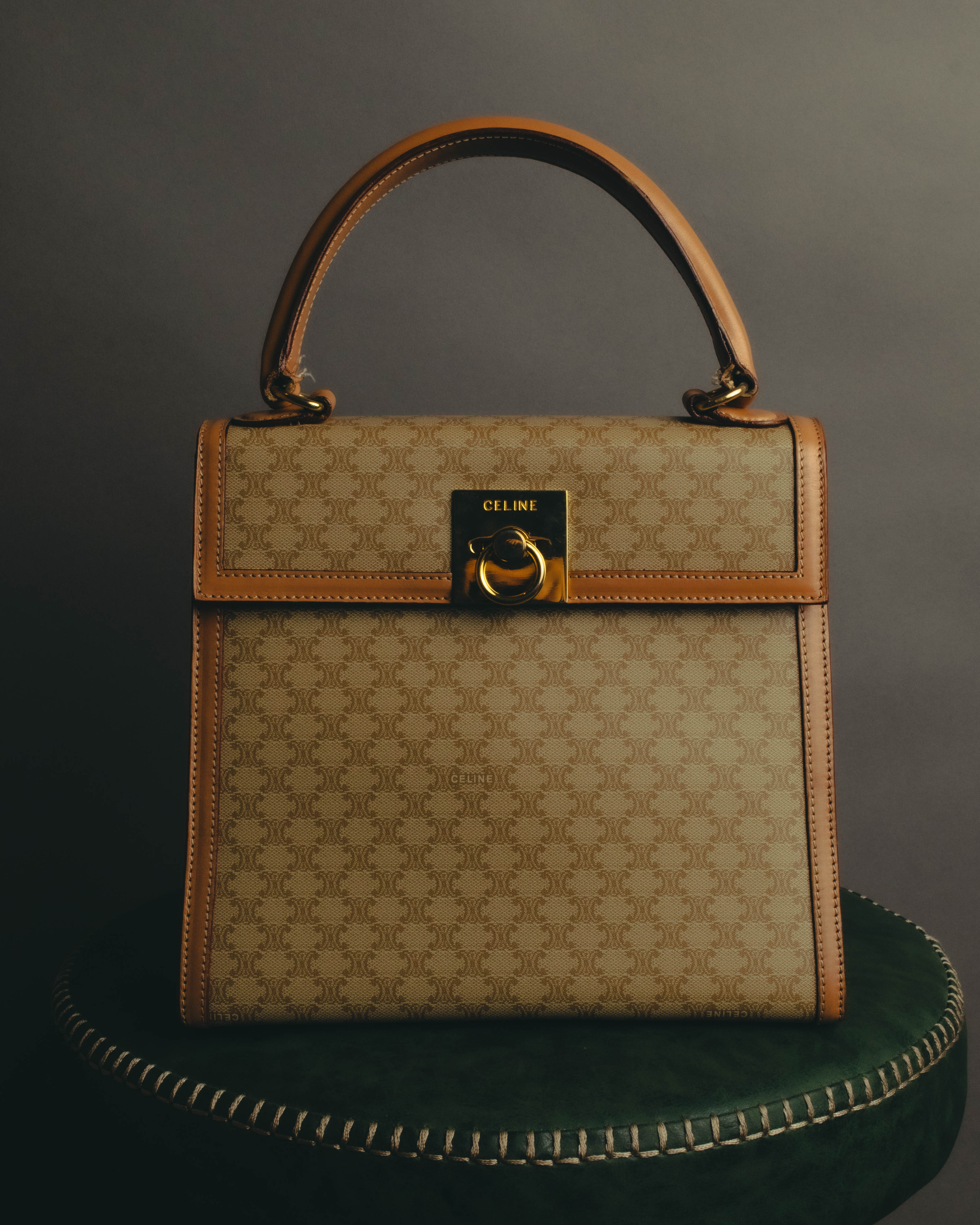 "CELINE" 80's-90's Macadam top handle handbag