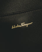 –SPECIAL– "Salvatore Ferragamo" 10's-20's Structured leather top-handle shoulder bag