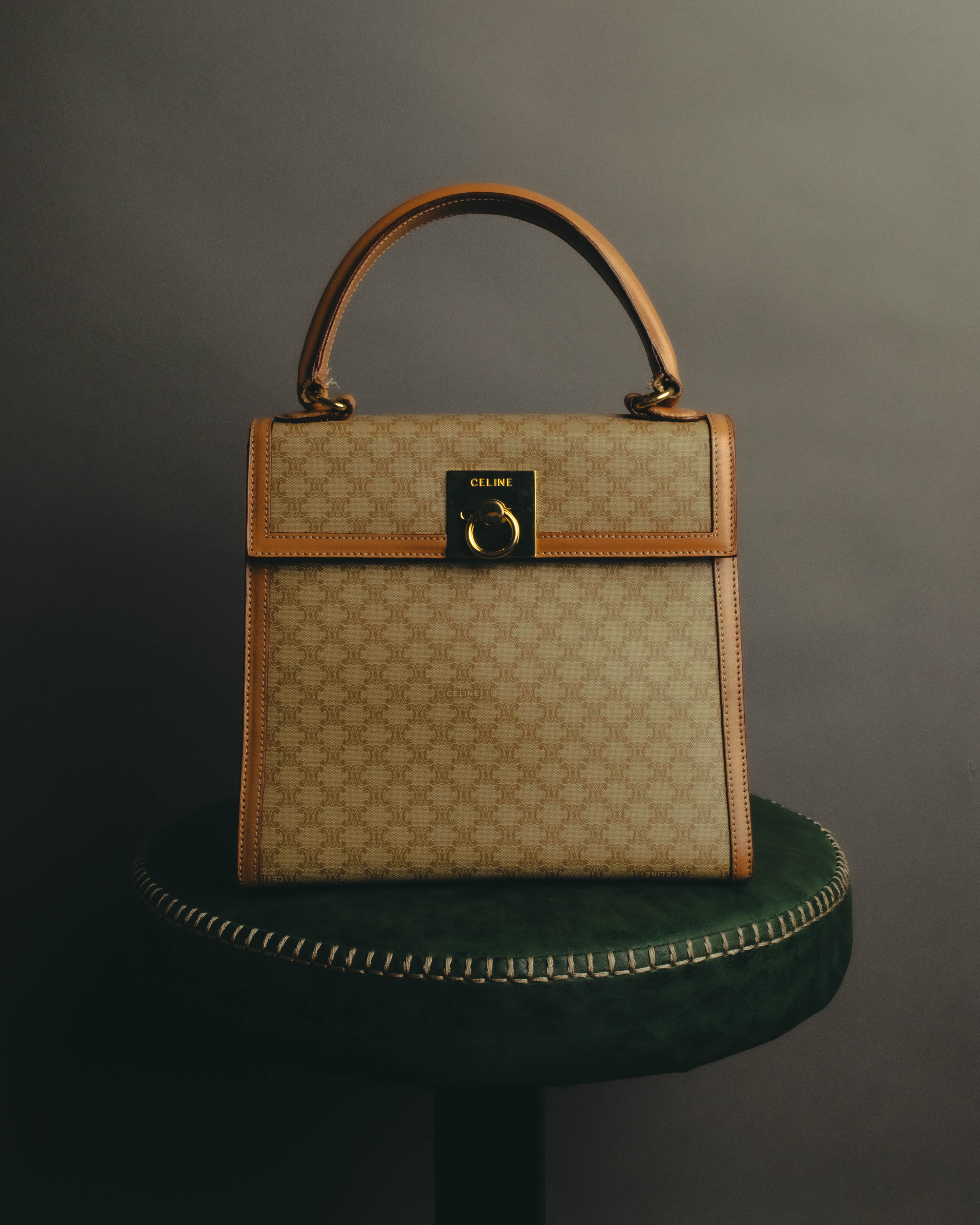 "CELINE" 80's-90's Macadam top handle handbag