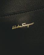 –SPECIAL– "Salvatore Ferragamo" 10's-20's Structured leather top-handle shoulder bag