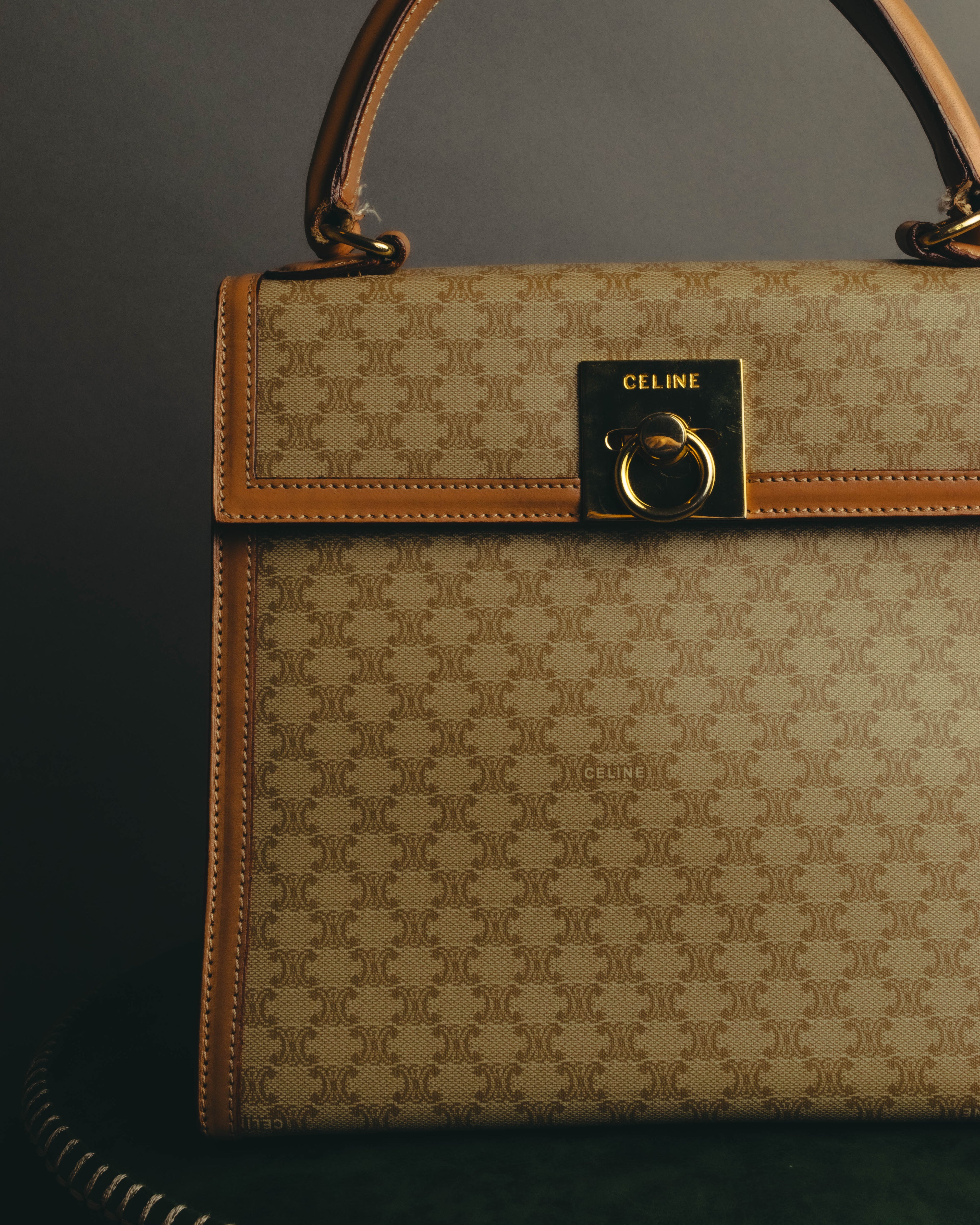 "CELINE" 80's-90's Macadam top handle handbag