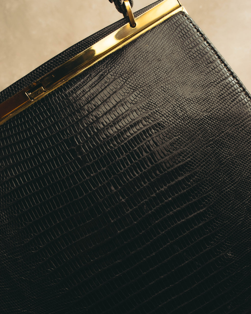 "The Gray Shop" 40's-early 60's Structured reptile embossed leather frame handbag