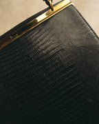 "The Gray Shop" 40's-early 60's Structured reptile embossed leather frame handbag