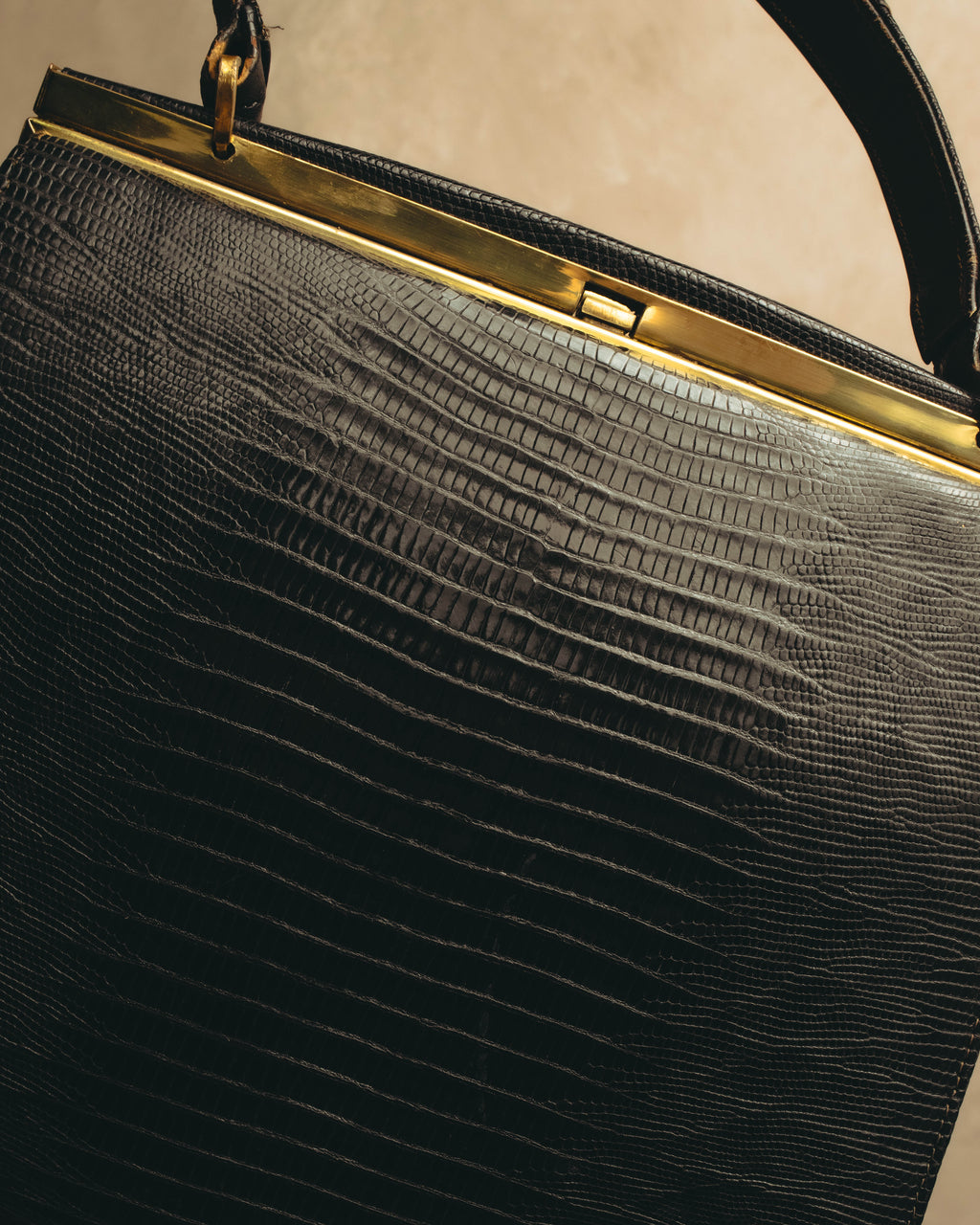 "The Gray Shop" 40's-early 60's Structured reptile embossed leather frame handbag