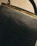 "The Gray Shop" 40's-early 60's Structured reptile embossed leather frame handbag
