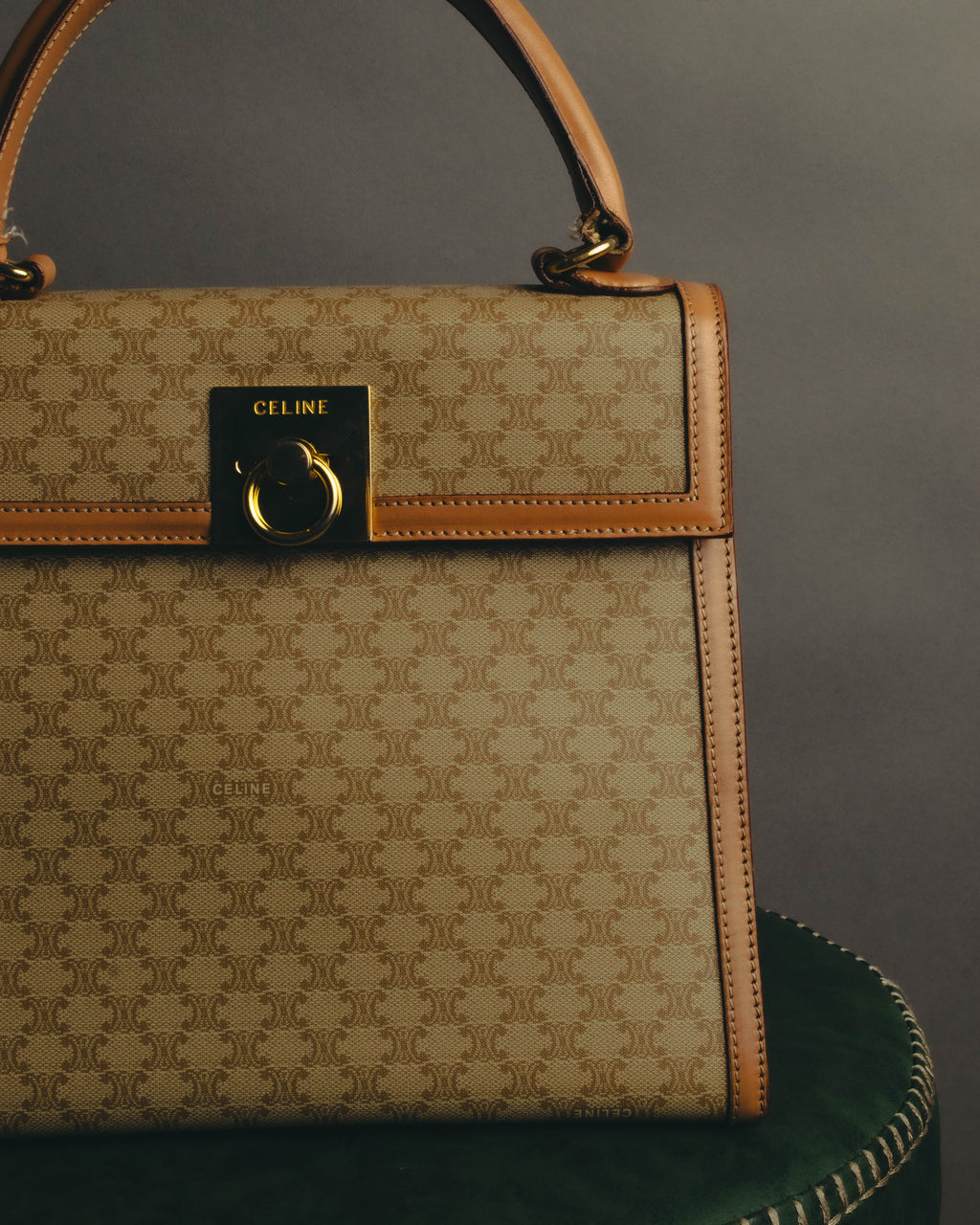 "CELINE" 80's-90's Macadam top handle handbag