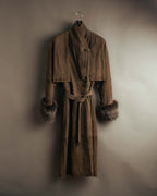 -SPECIAL- “GUCCI” 80’s Belted suede long coat with fur cuffs