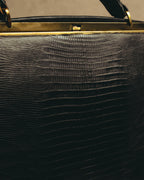 "The Gray Shop" 40's-early 60's Structured reptile embossed leather frame handbag
