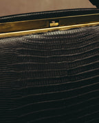 "The Gray Shop" 40's-early 60's Structured reptile embossed leather frame handbag