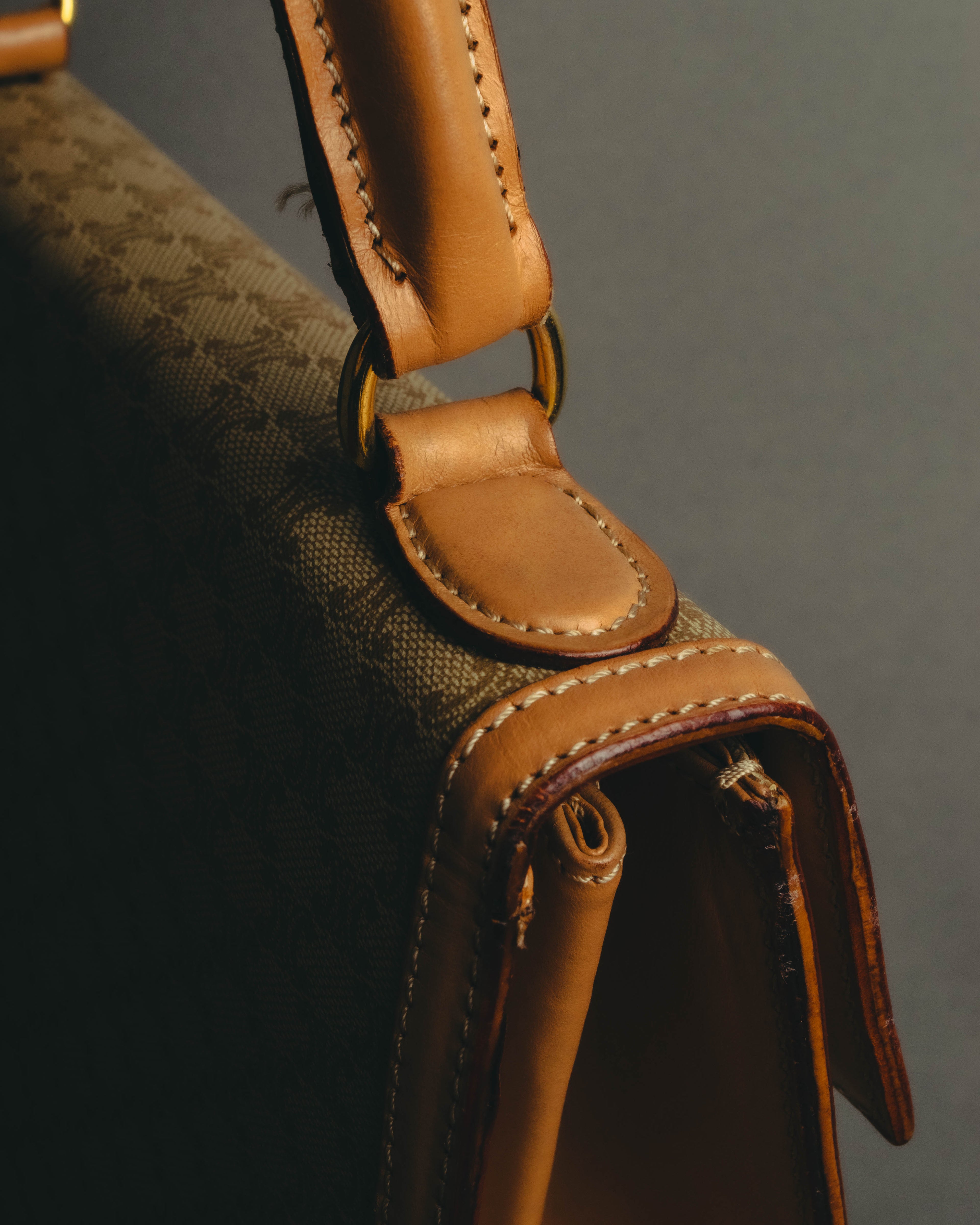 "CELINE" 80's-90's Macadam top handle handbag