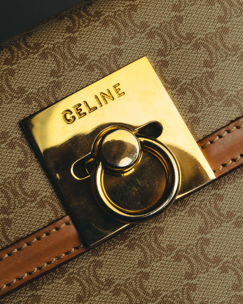 "CELINE" 80's-90's Macadam top handle handbag