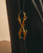 "GUCCI" 70's-80's Black leather bucket shoulder bag