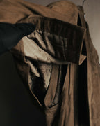 -SPECIAL- “GUCCI” 80’s Belted suede long coat with fur cuffs