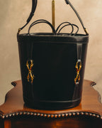 "GUCCI" 70's-80's Black leather bucket shoulder bag