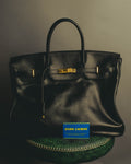 "JULIEN LACROIX" 90's Classic black leather top handle handbag