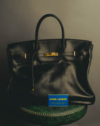 "JULIEN LACROIX" 90's Classic black leather top handle handbag