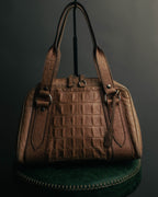 "Miu Miu" 90's-00's Croc embossed leather shoulder bag