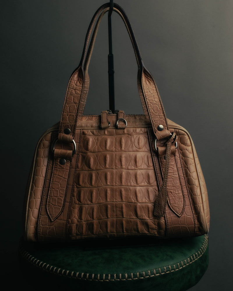 "Miu Miu" 90's-00's Croc embossed leather shoulder bag