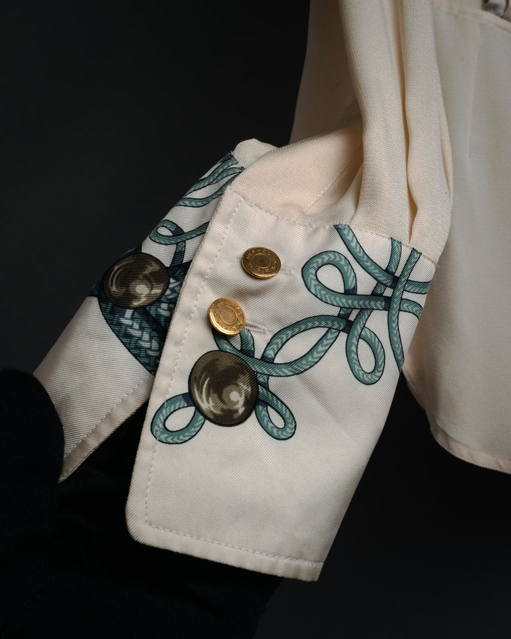 -SPECIAL- “HERMÈS” 80’s scarf panel silk shirt