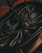 "GUCCI" 70's-80's Black leather bucket shoulder bag