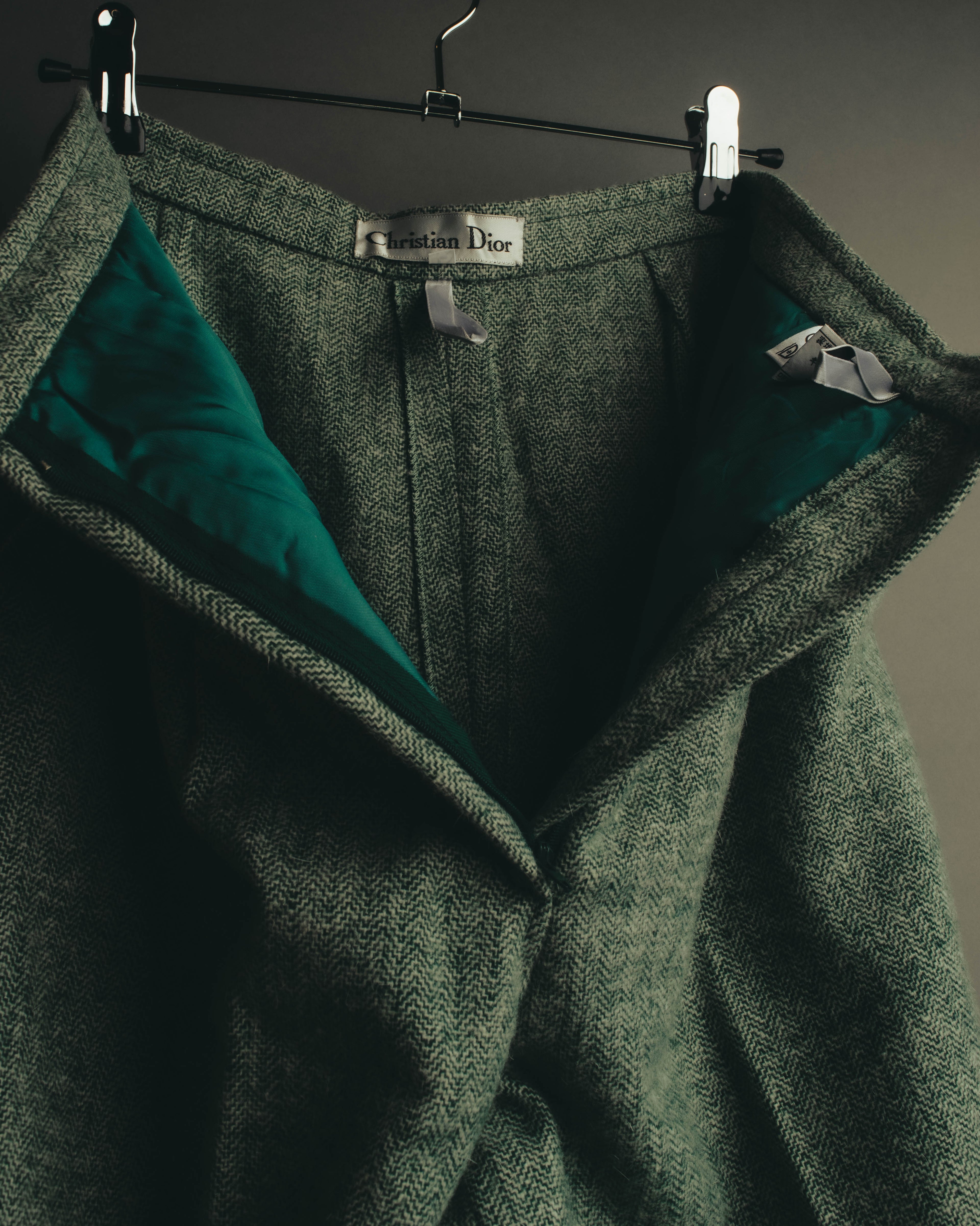 "Christian Dior" 80's-90's Classic green tweed trousers