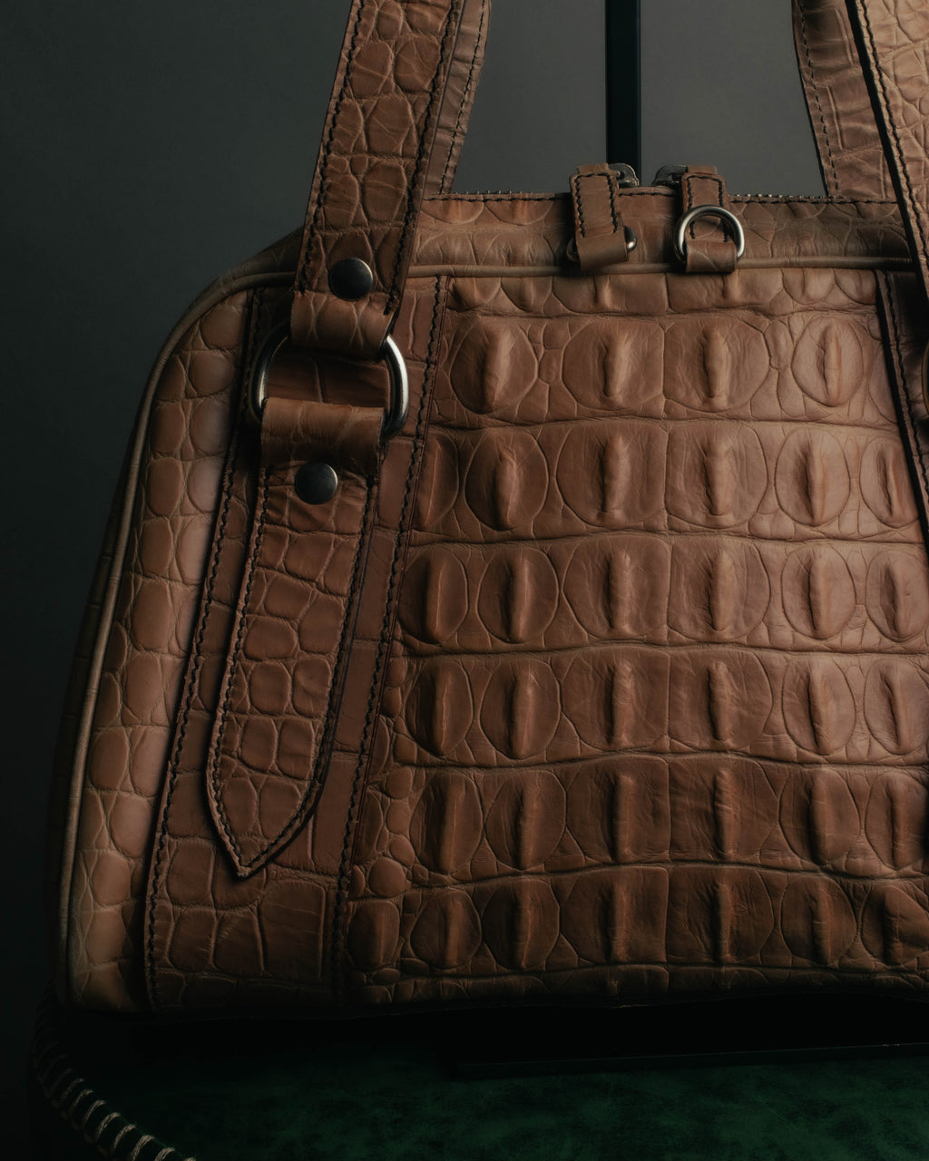 "Miu Miu" 90's-00's Croc embossed leather shoulder bag