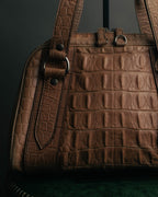 "Miu Miu" 90's-00's Croc embossed leather shoulder bag