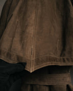 -SPECIAL- “GUCCI” 80’s Belted suede long coat with fur cuffs