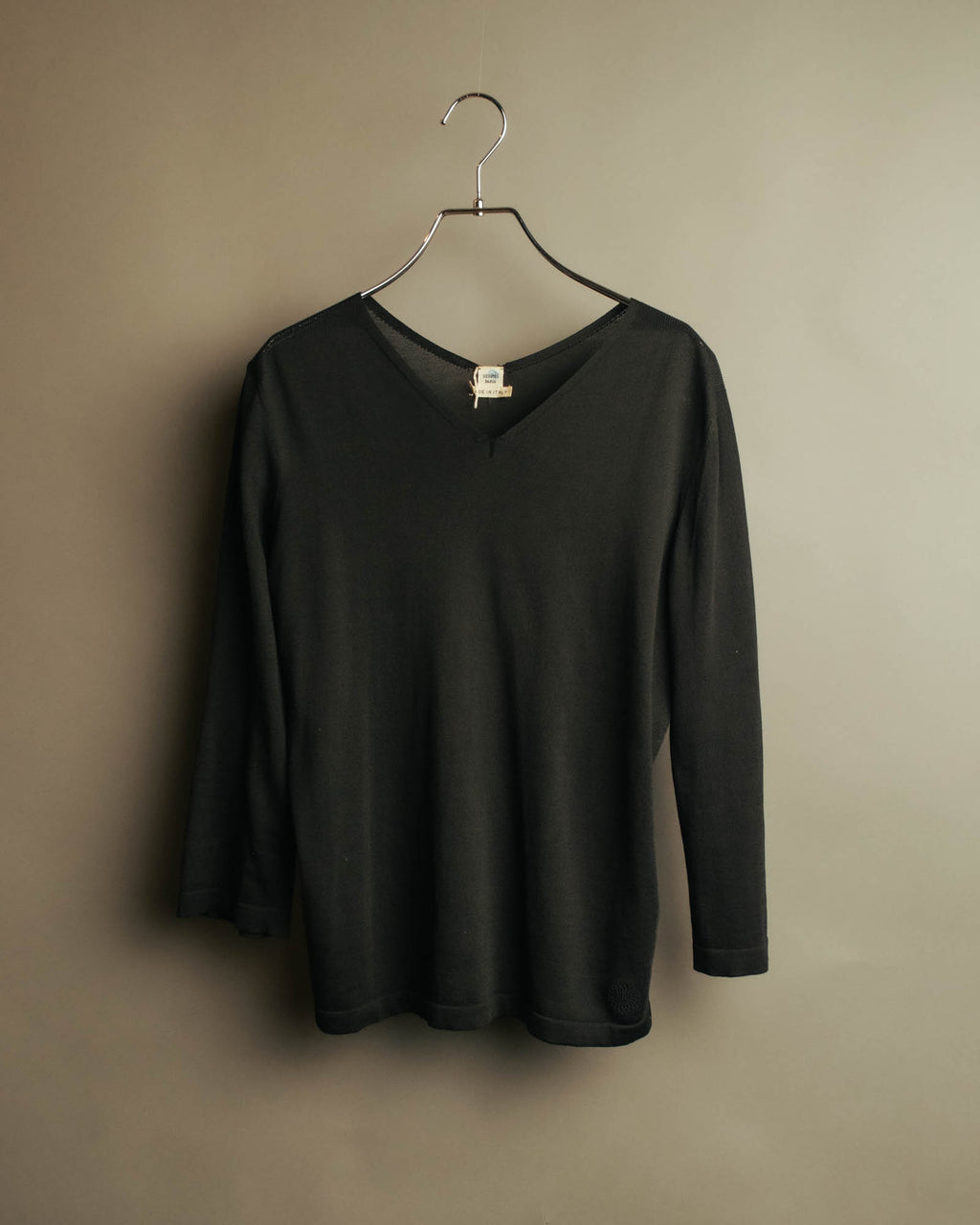 “HERMÈS” 90’s-00’s Lace panel silk cotton knit top