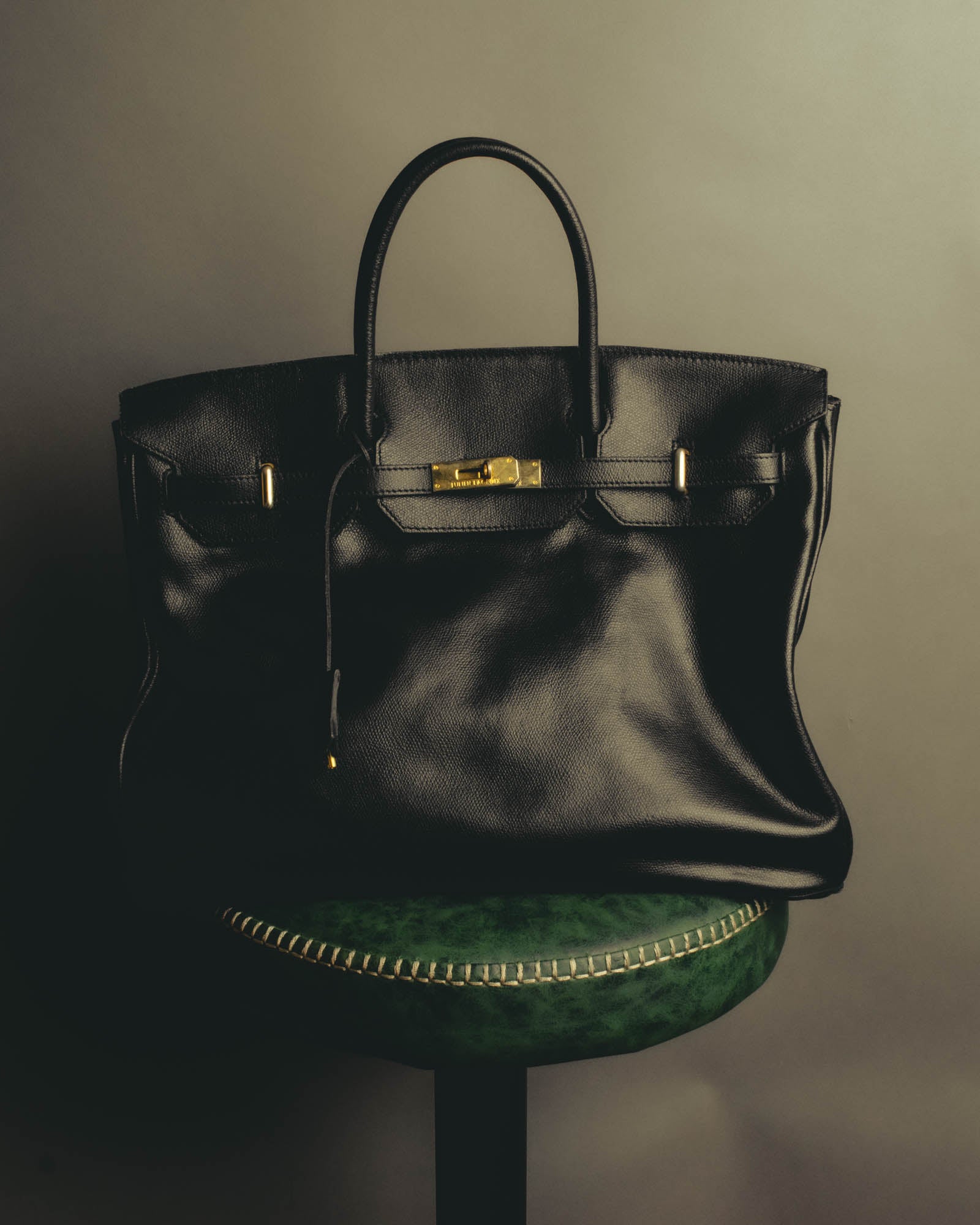 "JULIEN LACROIX" 90's Classic black leather top handle handbag