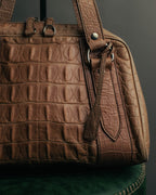 "Miu Miu" 90's-00's Croc embossed leather shoulder bag