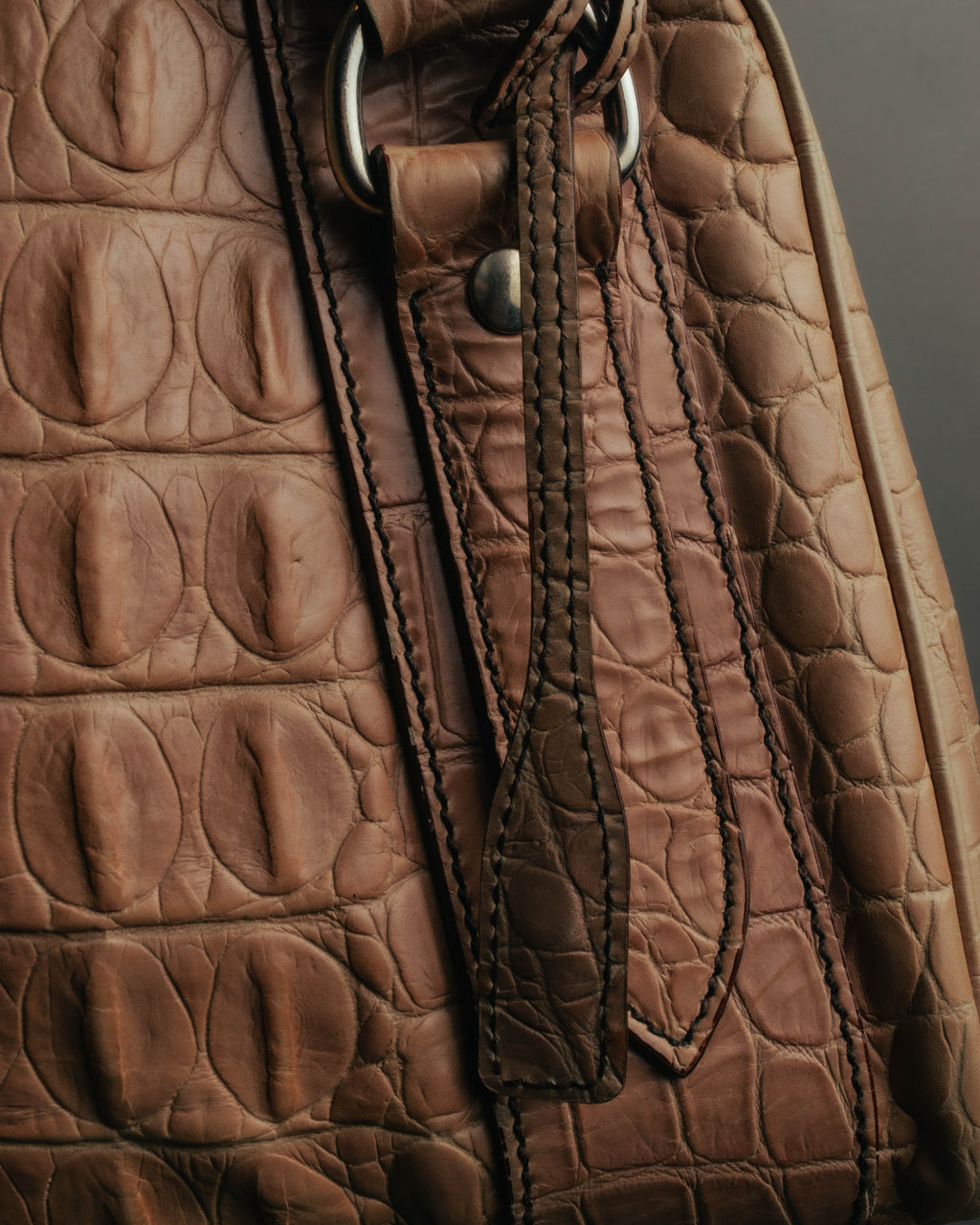 "Miu Miu" 90's-00's Croc embossed leather shoulder bag