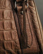 "Miu Miu" 90's-00's Croc embossed leather shoulder bag