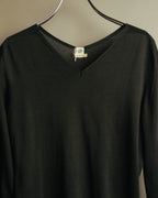 “HERMÈS” 90’s-00’s Lace panel silk cotton knit top
