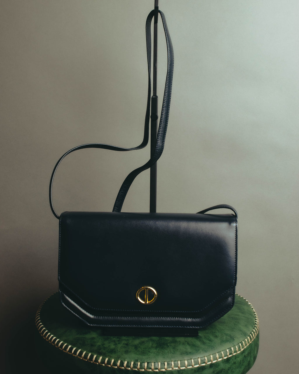"Christian Dior" 80's-90's Glossy leather flap shoulder bag