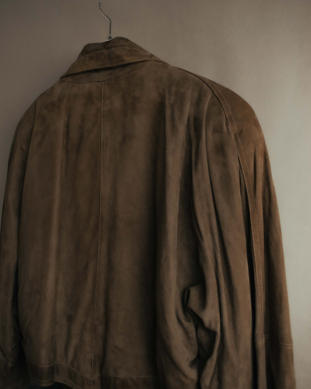 -SPECIAL- “GUCCI” 80’s Belted suede long coat with fur cuffs