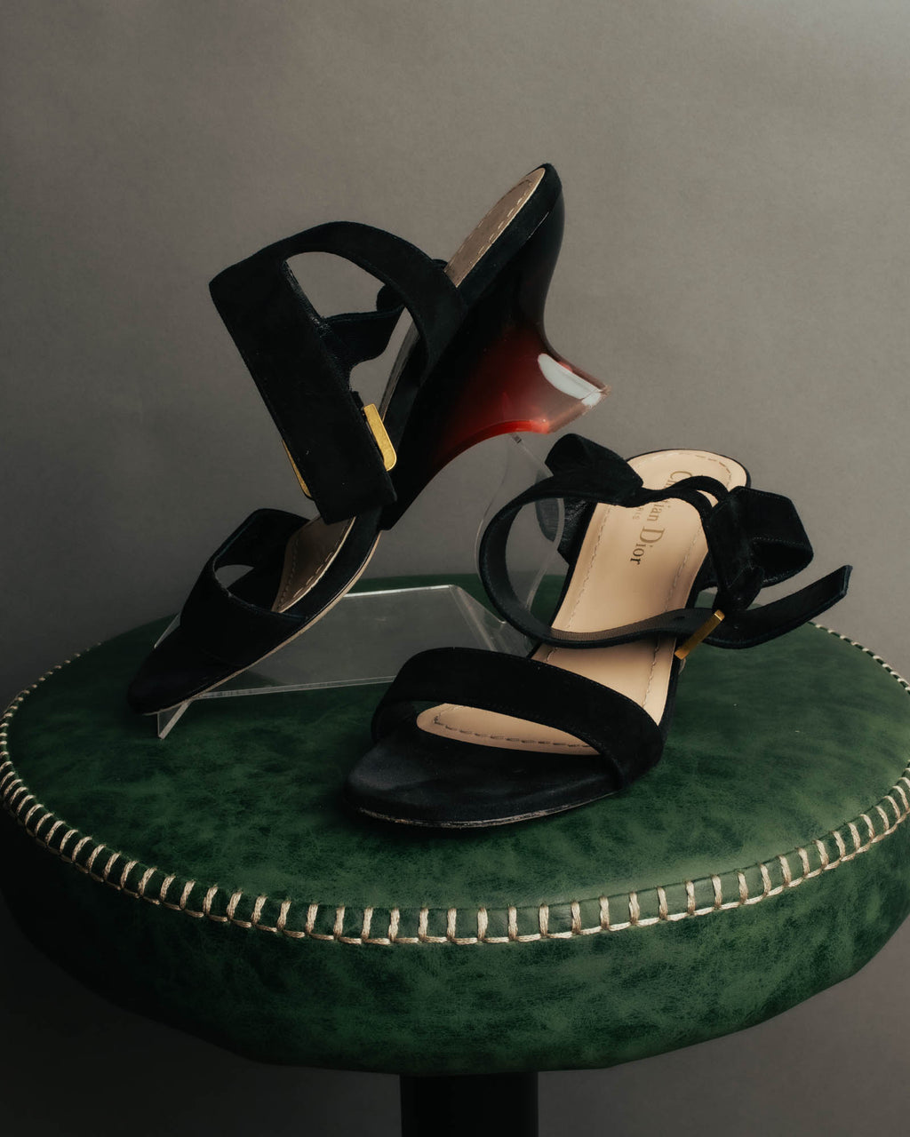 "Christian Dior" 00's Sculptural strappy heeled sandals