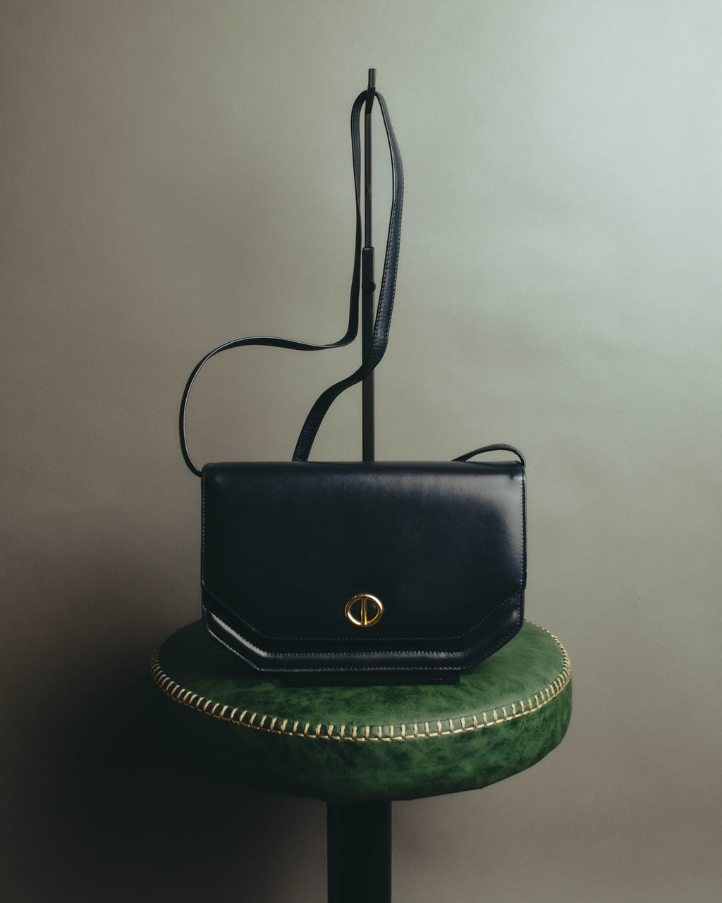 "Christian Dior" 80's-90's Glossy leather flap shoulder bag